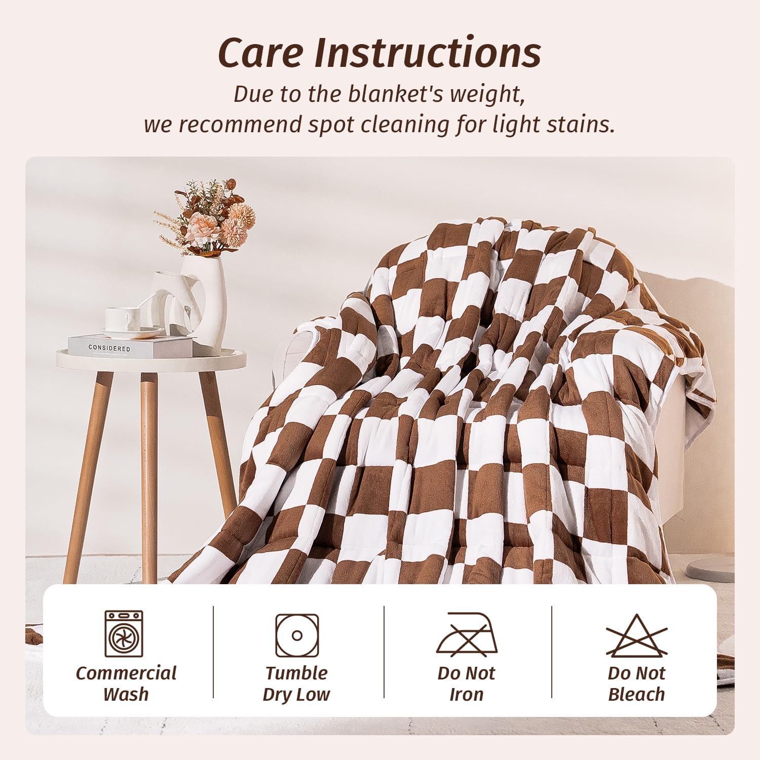 Flannel Fleece Checkerboard Grid Weighted Blanket