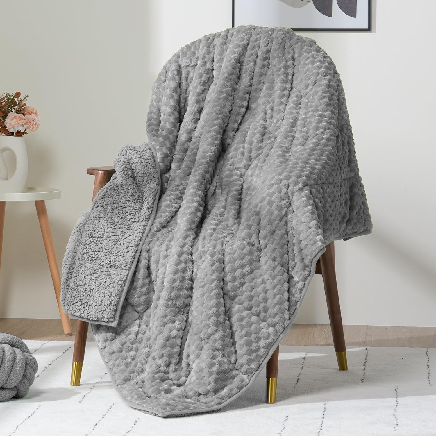 3D Imitation Turtle Shell Jacquard Flannel Weighted Blankets