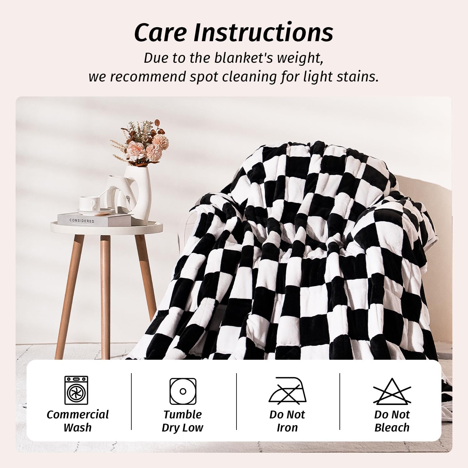 Flannel Fleece Checkerboard Grid Weighted Blanket