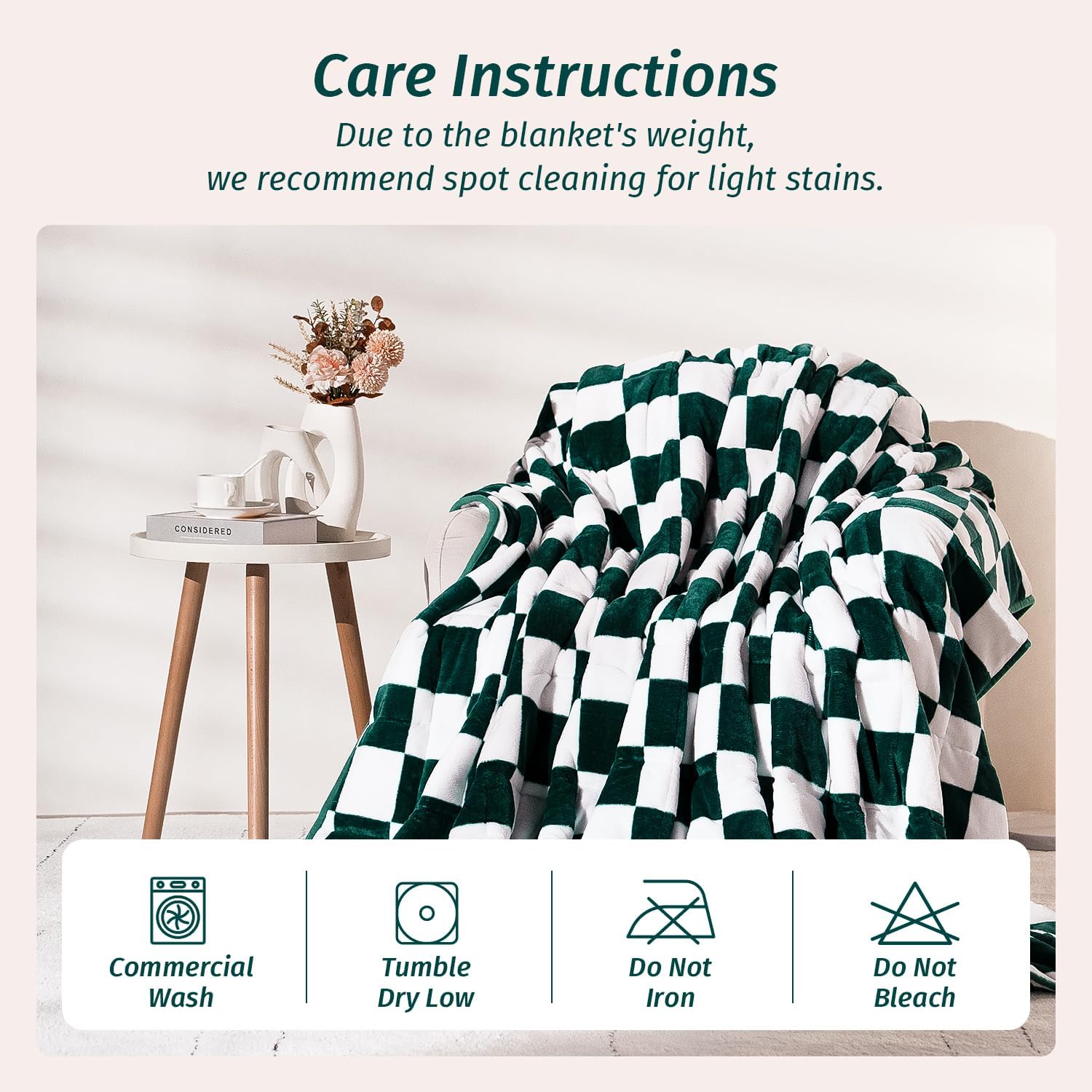 Flannel Fleece Checkerboard Grid Weighted Blanket