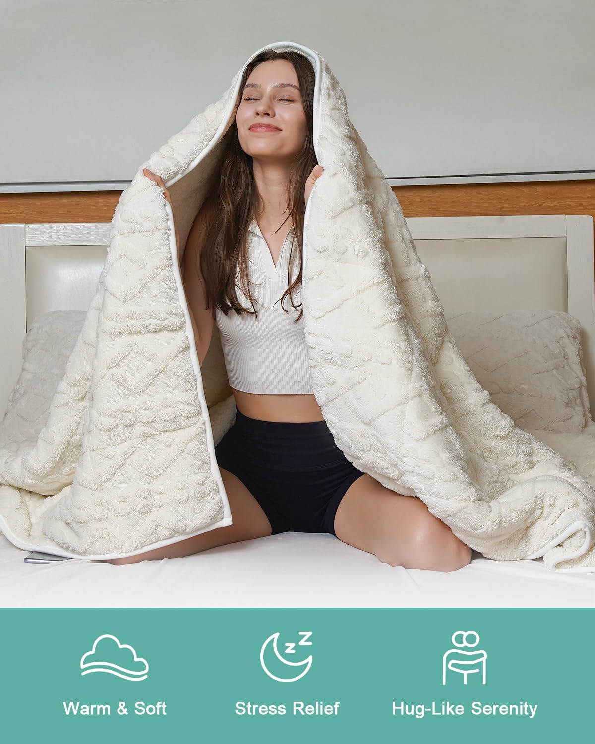 Dual Sided Soft Fuzzy Jacquard Sherpa Weighted Blankets