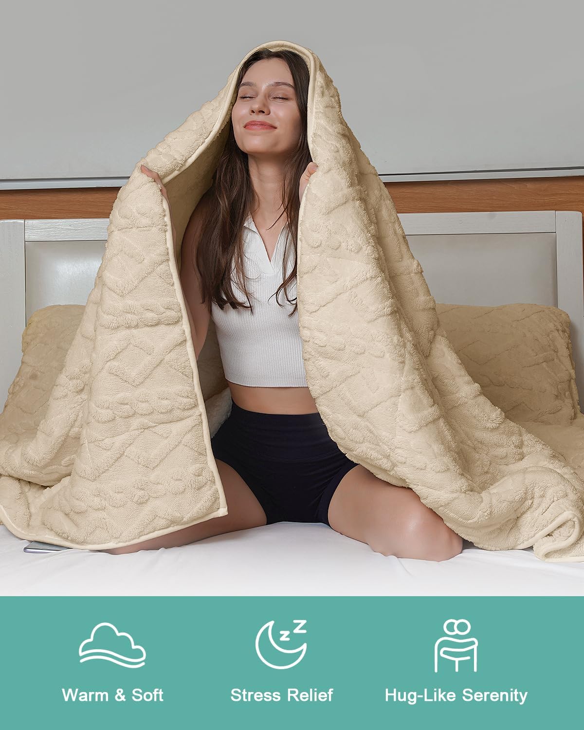 Dual Sided Soft Fuzzy Jacquard Sherpa Weighted Blankets