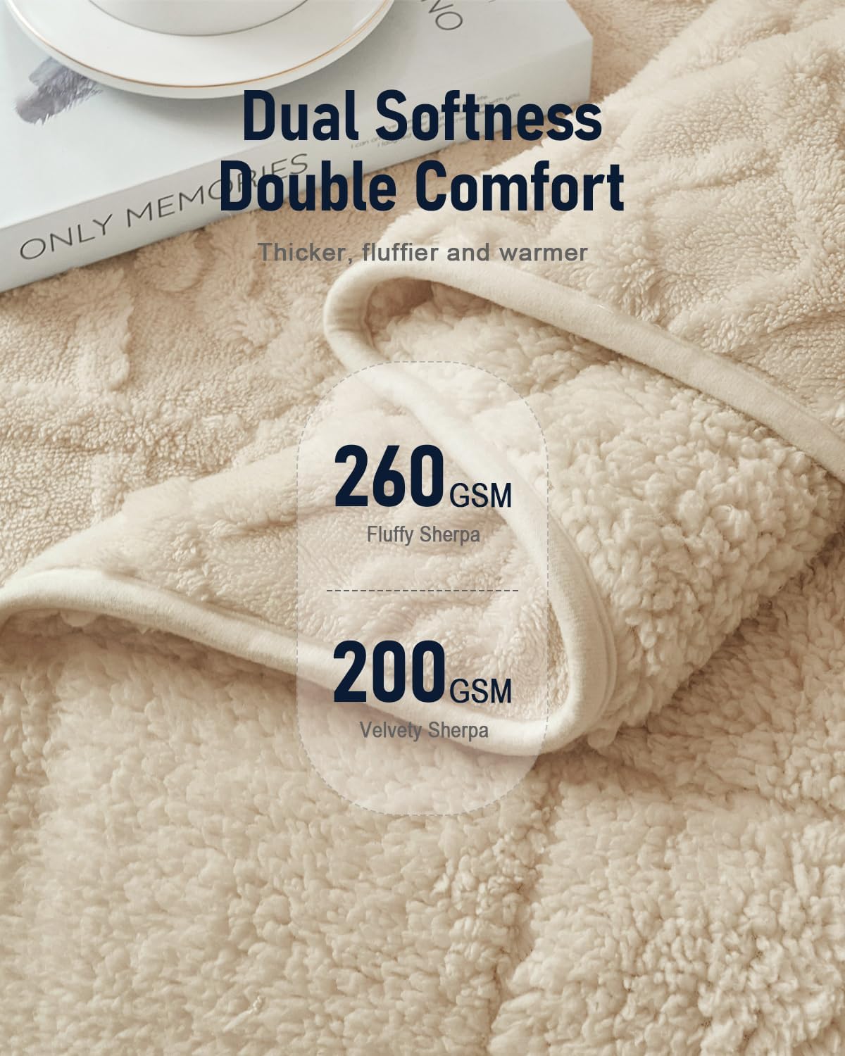 Dual Sided Soft Fuzzy Jacquard Sherpa Weighted Blankets