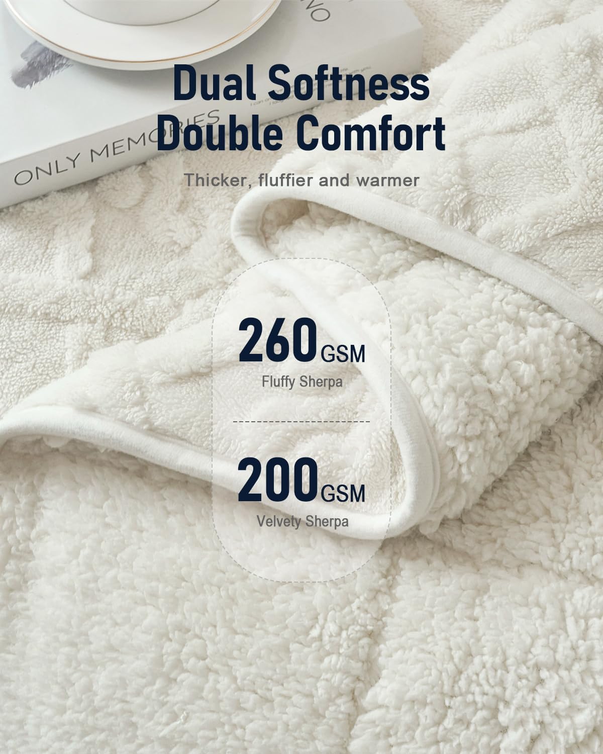 Dual Sided Soft Fuzzy Jacquard Sherpa Weighted Blankets