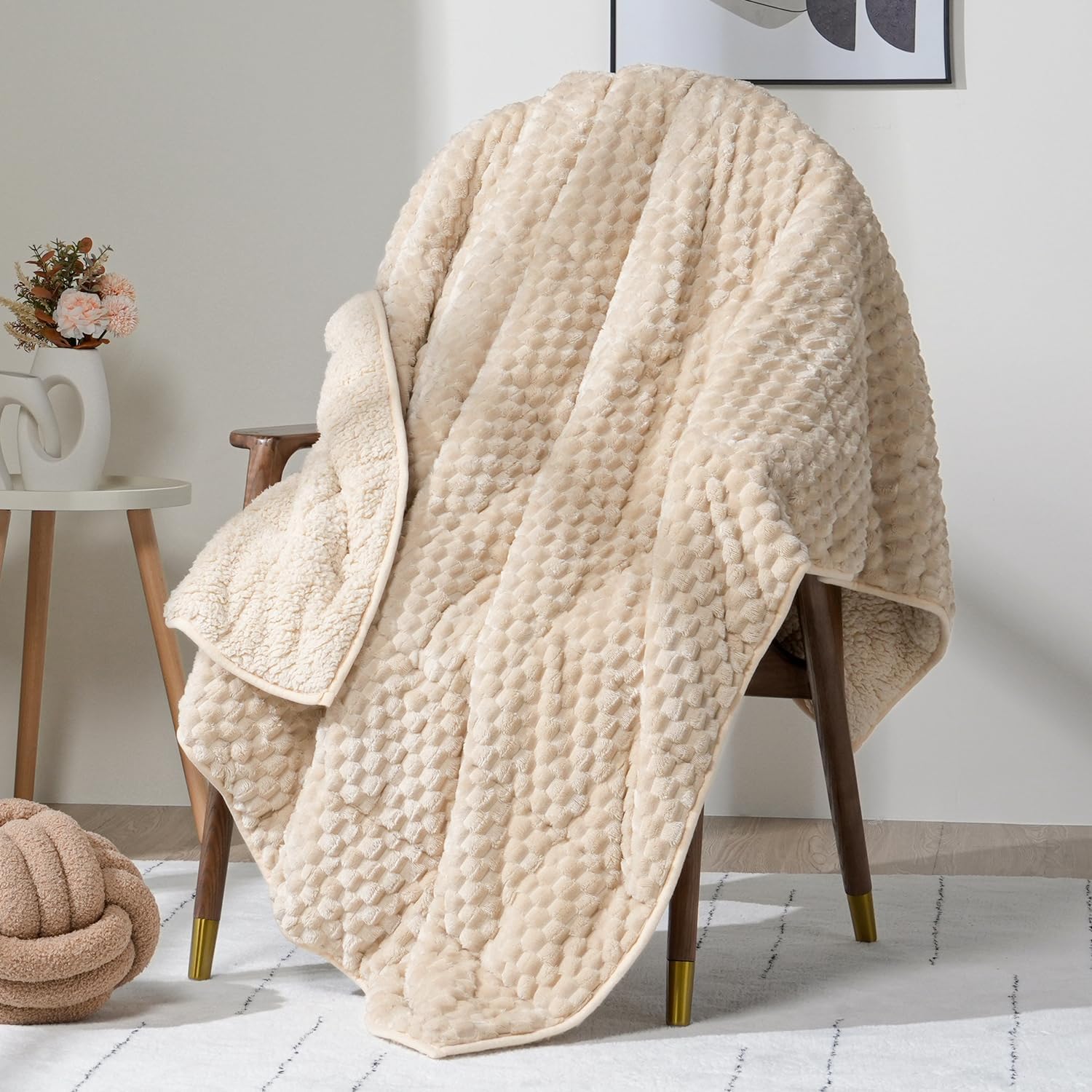 3D Imitation Turtle Shell Jacquard Flannel Weighted Blankets