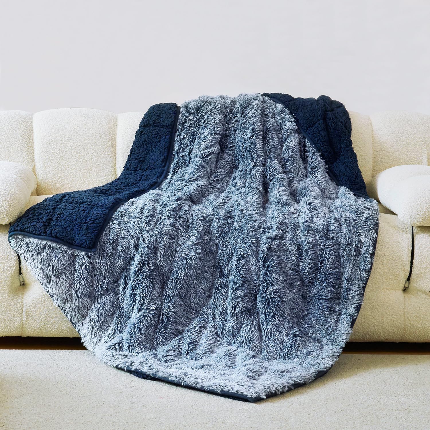 Fluffy Plush Fur Faux Sherpa Weighted Blanket