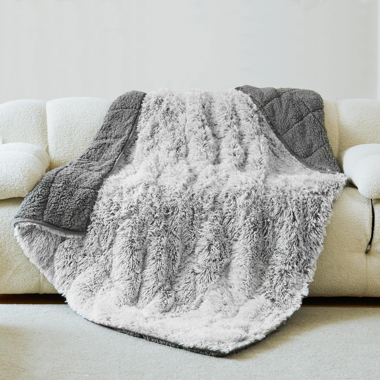 Fluffy Plush Fur Faux Sherpa Weighted Blanket