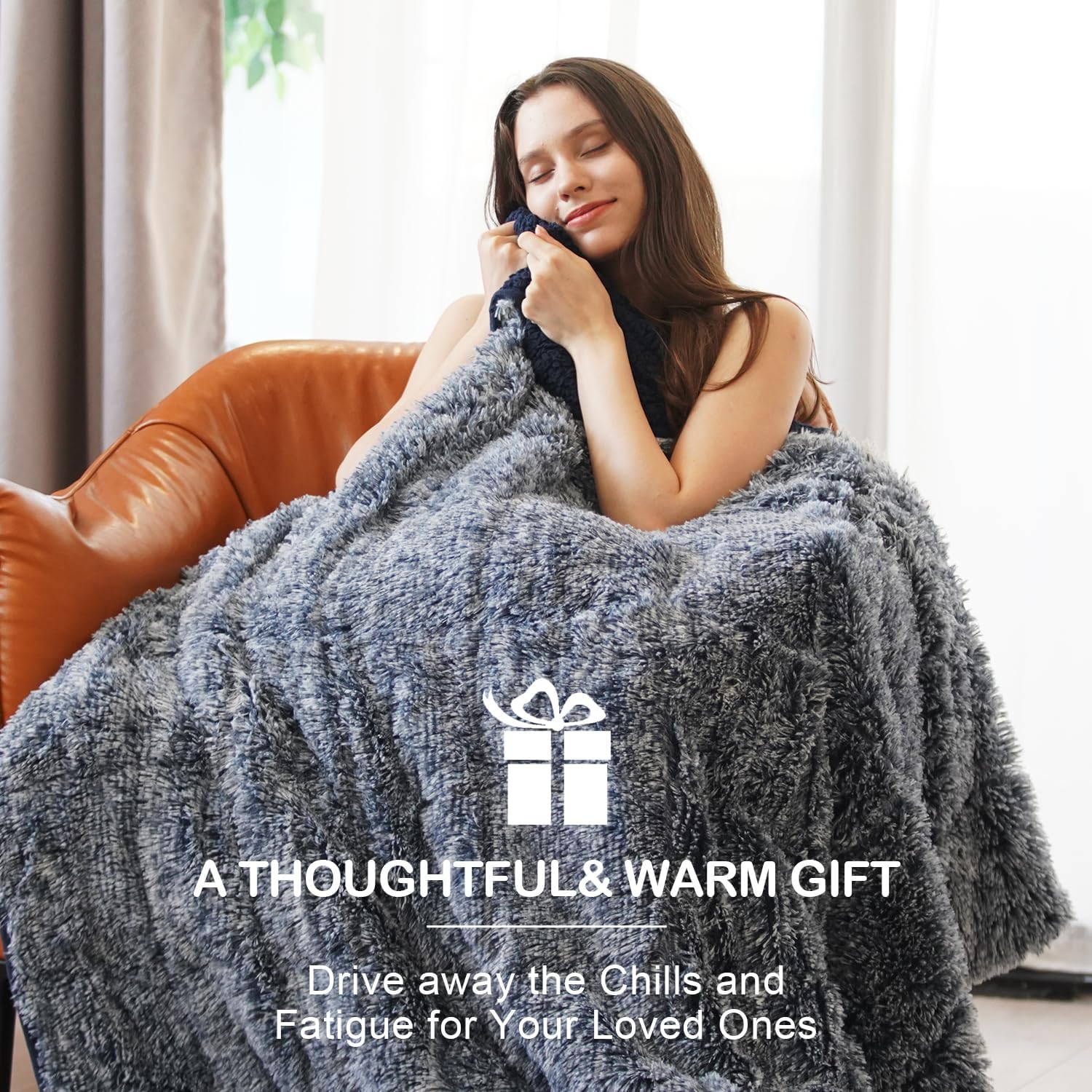 Fluffy Plush Fur Faux Sherpa Weighted Blanket