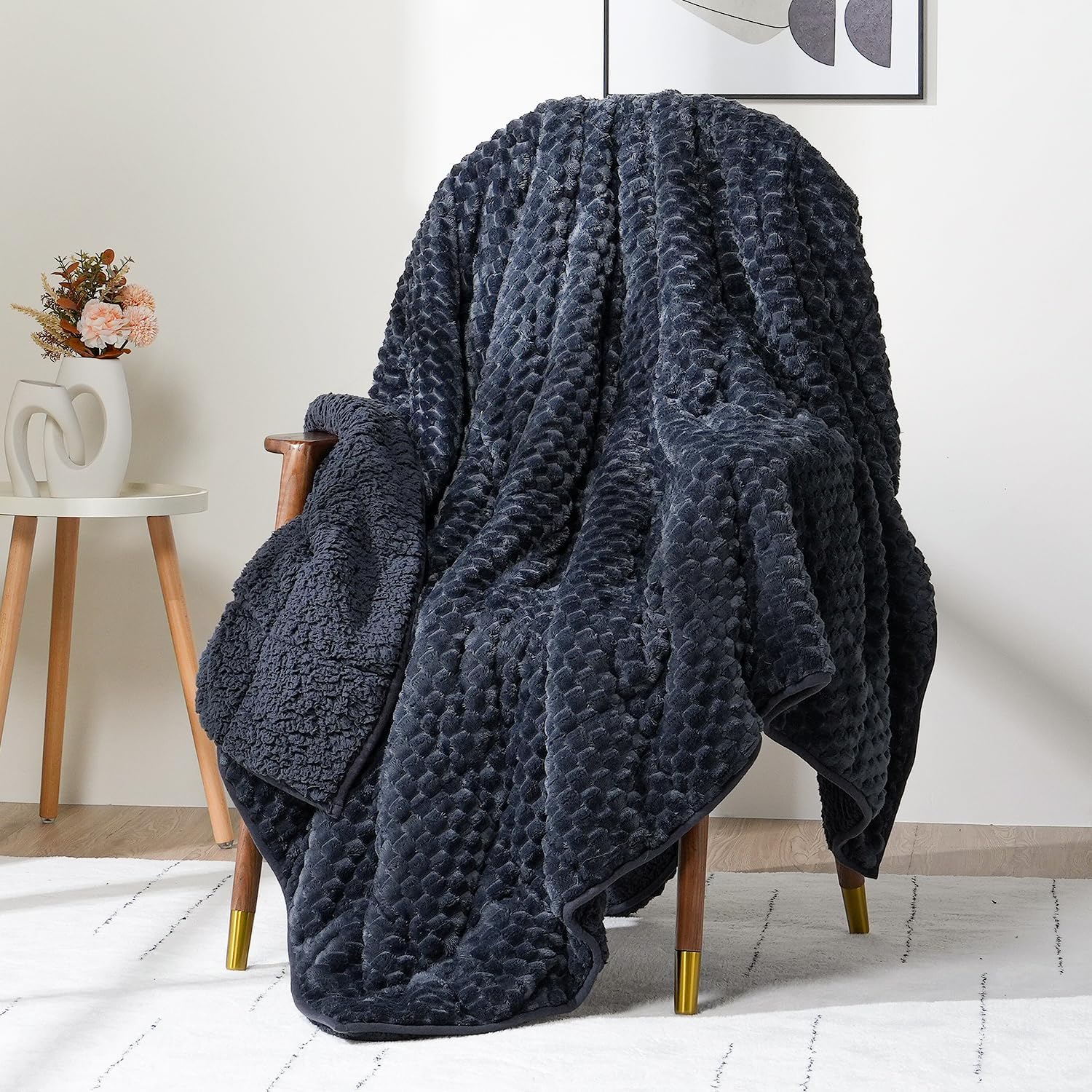 3D Imitation Turtle Shell Jacquard Flannel Weighted Blankets