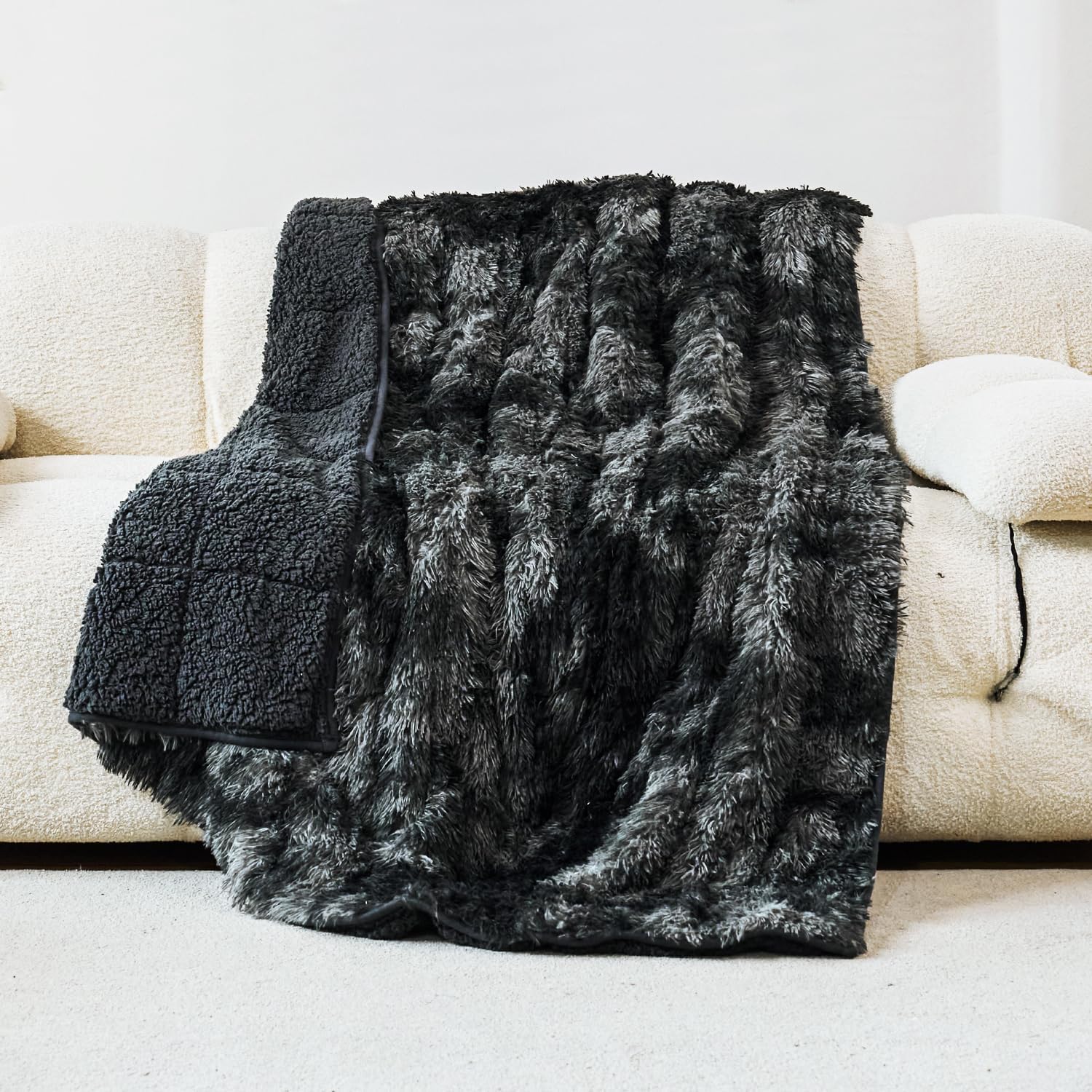 Fluffy Plush Fur Faux Sherpa Weighted Blanket