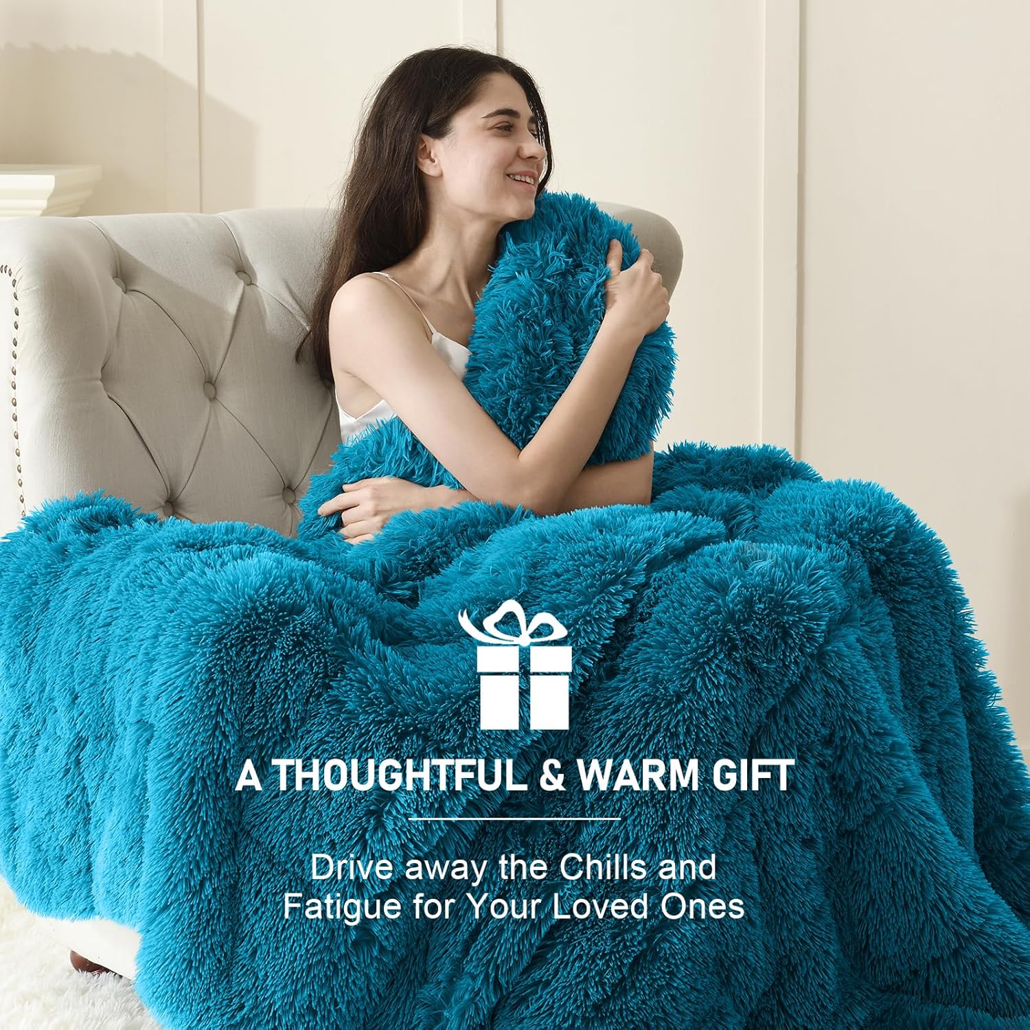 Fluffy Plush Fur Faux Sherpa Weighted Blanket